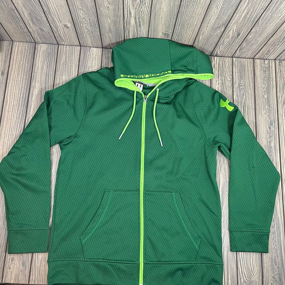 Under Armour Loose Fit‎ Full Zip Hoodie Jacket Shacket Green Heavyweight Men M